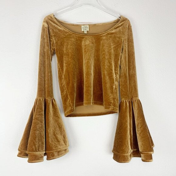 Torn By Ronny Kobo Shirt  Mimi Sabrina Velvet Flare Sleeve Boho - Picture 1 of 7